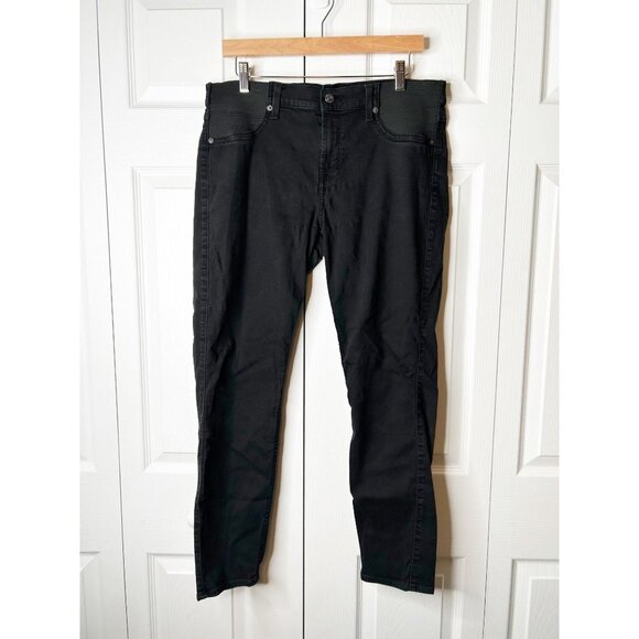 7 For All Mankind B(air) Ankle Skinny Black Denim Maternity Jeans Womens Size 30 - Picture 3 of 13